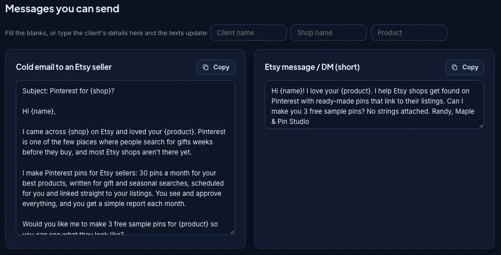 Agency kit: ready-to-send pitch messages